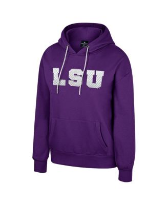 Women's Purple LSU Tigers Reflection Rhinestone Drawcord Pullover Hoodie