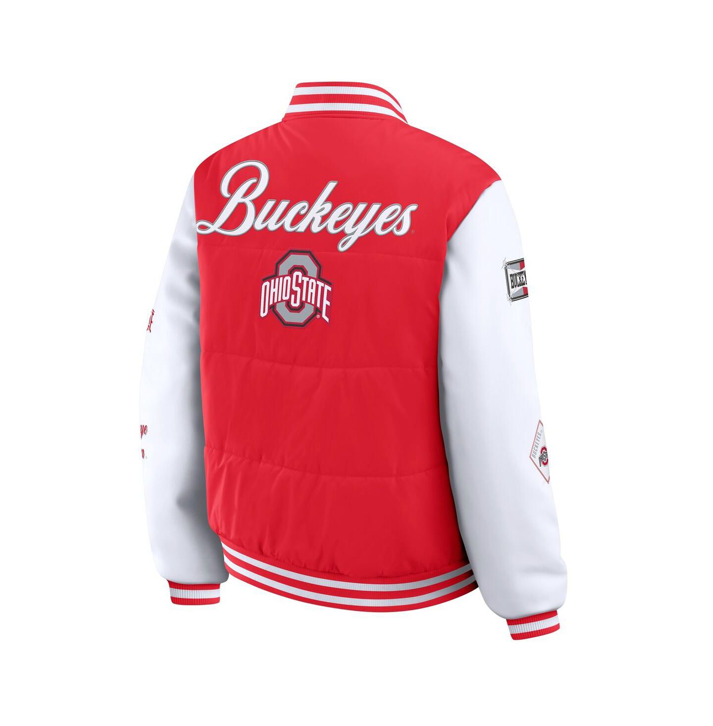 Женская куртка WEAR by Erin Andrews Scarlet Ohio State Buckeyes Varsity Puffer — фото 2