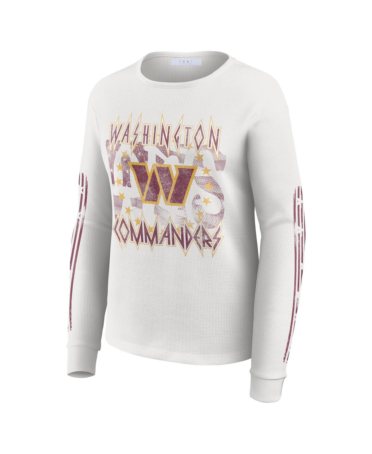 Wear By Erin Andrews Women's White Washington Commanders Graphic Waffle Long-sleeve T-shirt In White