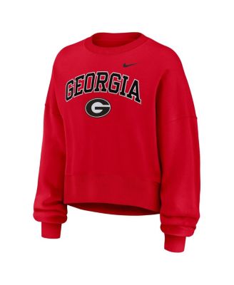 Women's Red Georgia Bulldogs Oversized Phoenix Arch Pullover Sweatshirt