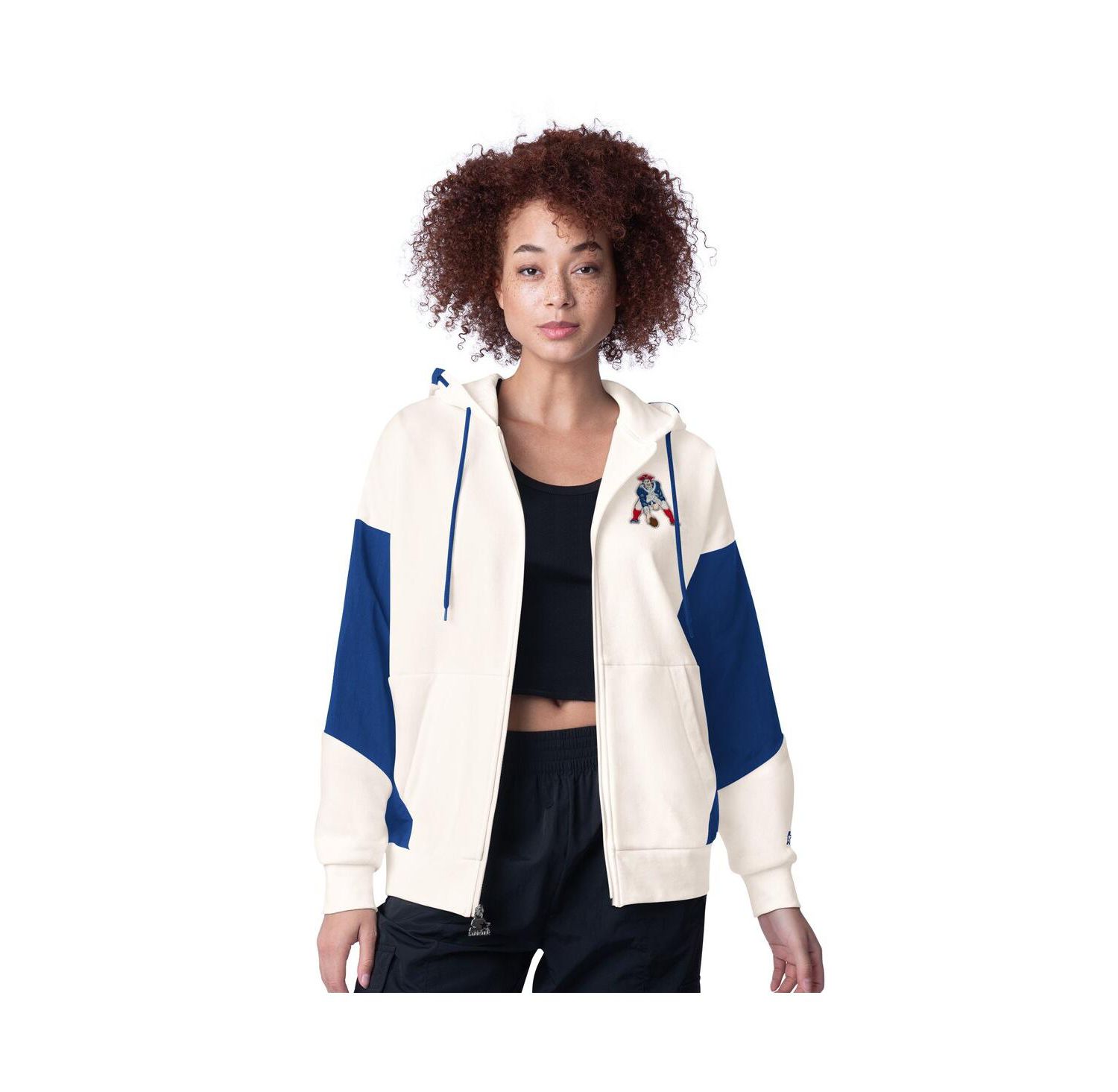 Women's White New England Patriots Scrimmage Full-Zip Hoodie