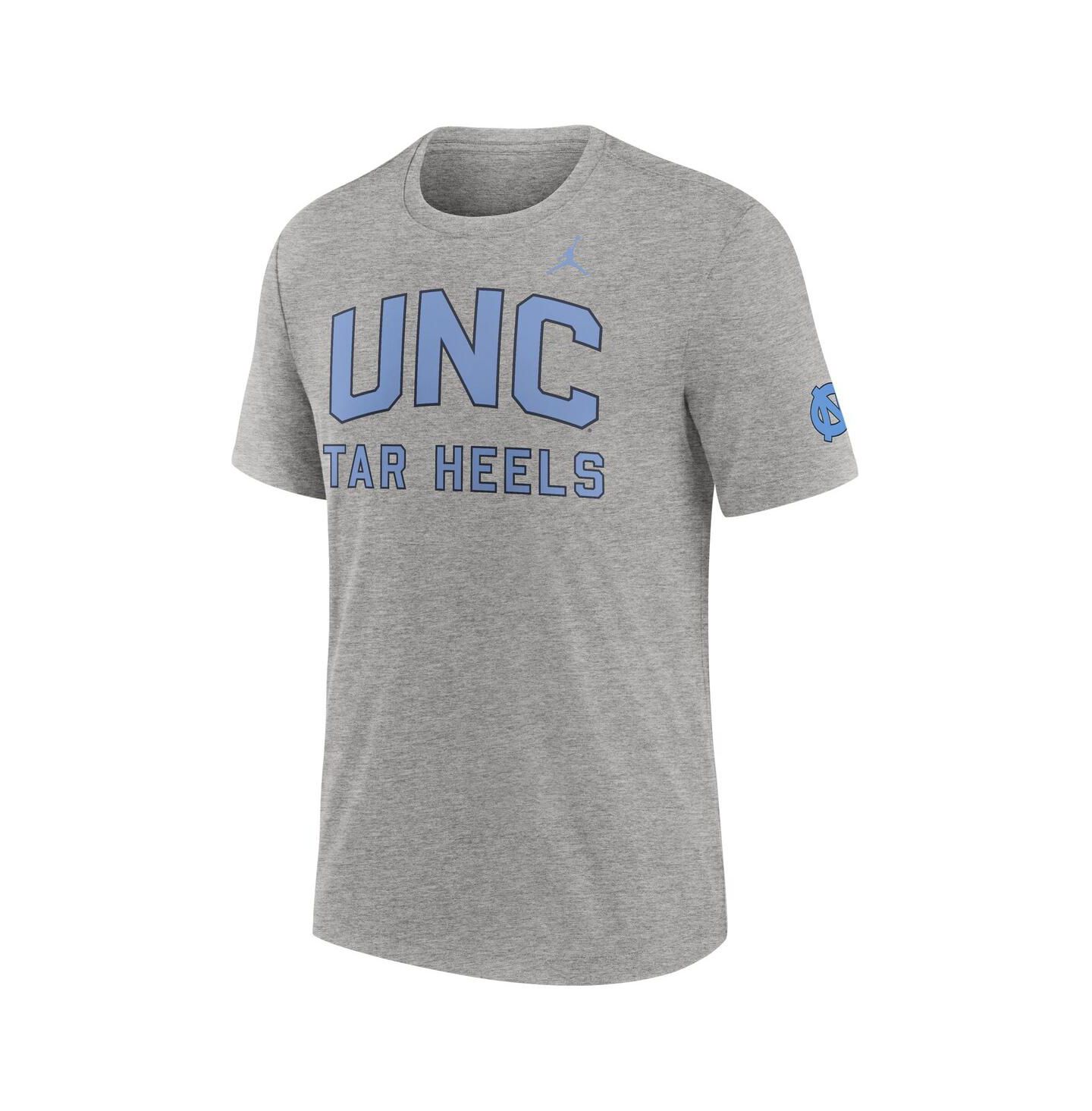 Мужские футболки Jordan Heather Gray North Carolina Tar Heels Campus Collegiate Block Tri-Blend — фото 3