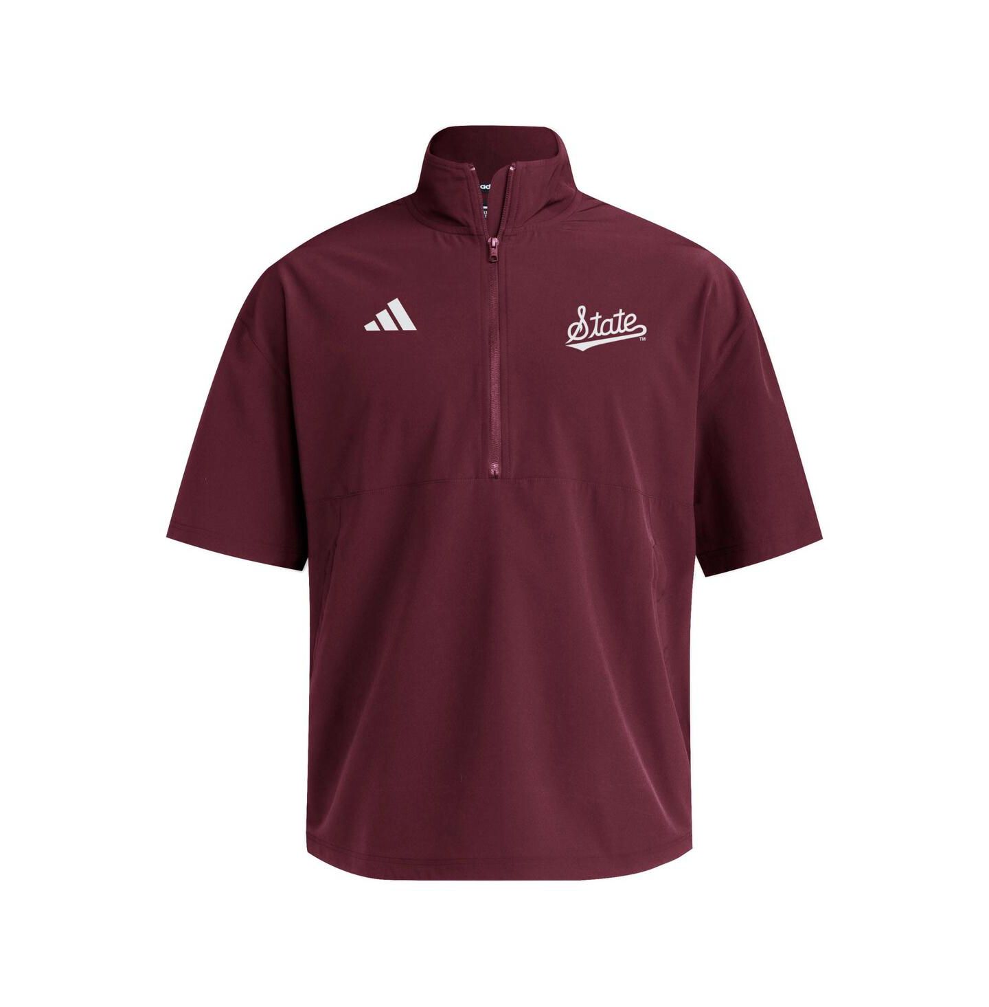 Мужская толстовка adidas Maroon Mississippi State Bulldogs Woven Quarter-Zip Short Sleeve Pullover — фото 3