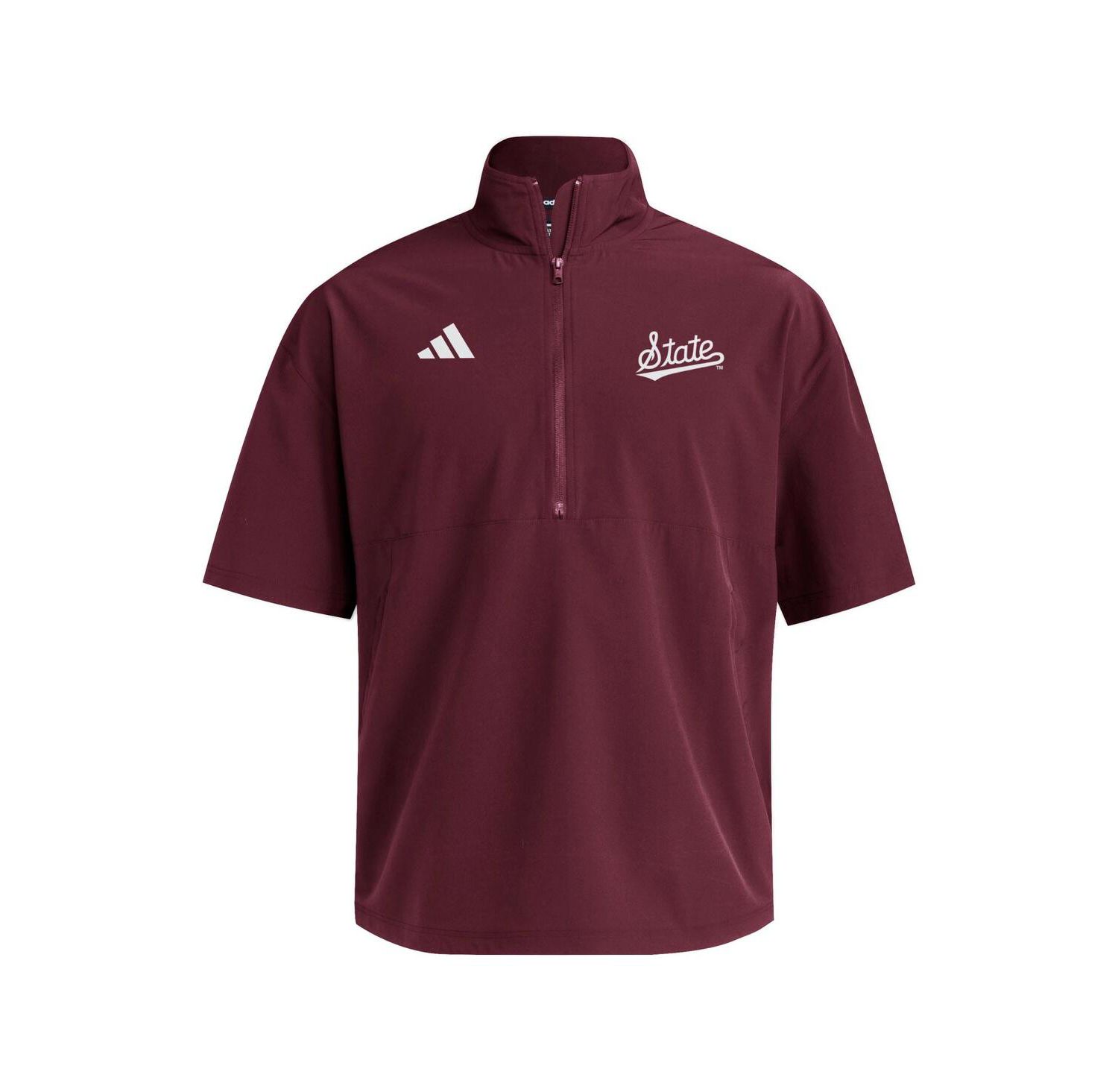 Men's Maroon Mississippi State Bulldogs Woven Quarter-Zip Short Sleeve Pullover Sweatshirt