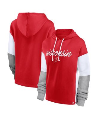 Fanatics - Women's Red Wisconsin Badgers Play It Safe Color Block Pullover Hoodie