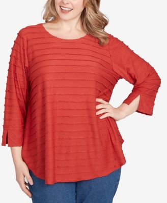 Plus Size Scalloped Jacquard Knit Top