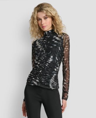 Women's Printed Mock Neck Top