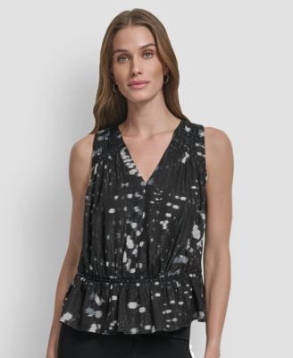 Women's Crinkle Detail Peplum Pull On Top