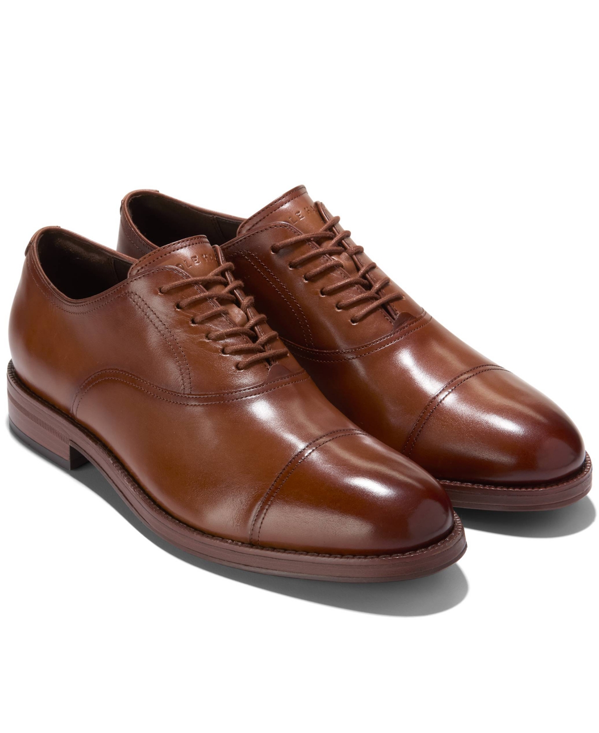 Cole Haan Ledley Grand Cap Toe Oxford Dress Shoes Ch British Tan/dark Natural In Brown