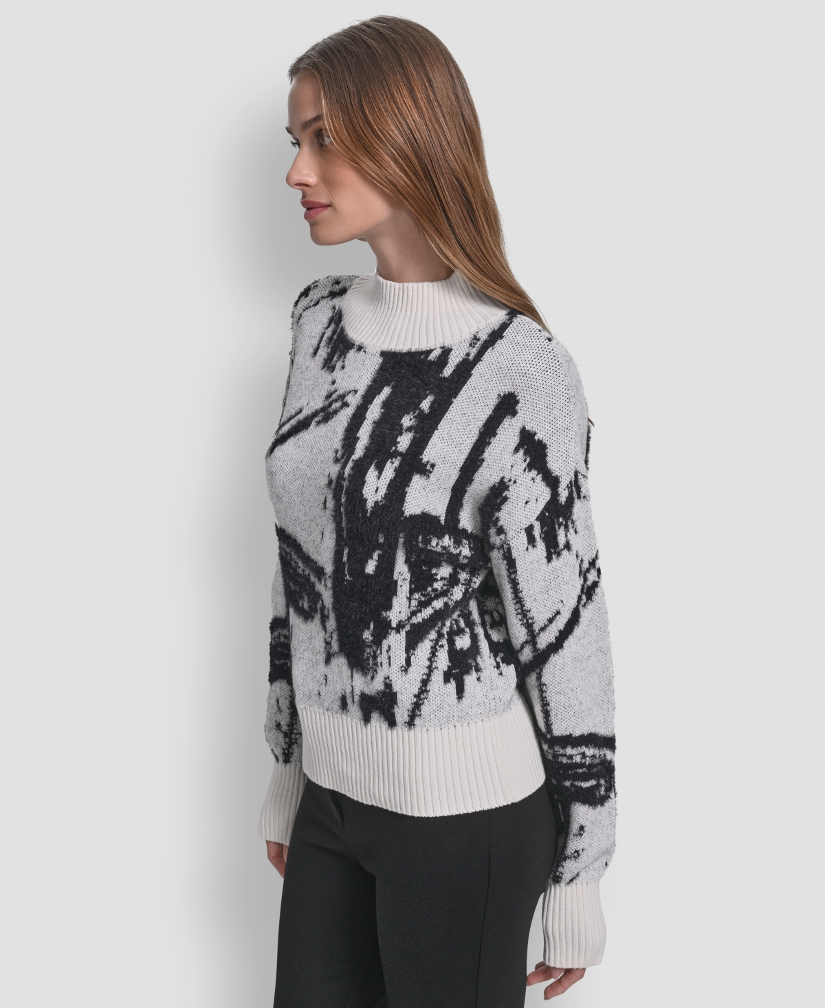 Dkny Women's Intarsia Oversized Pull On Sweater