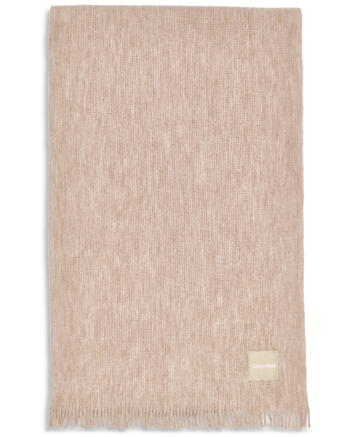 Calvin Klein Super Soft Fringe Detail Scarf In Brown