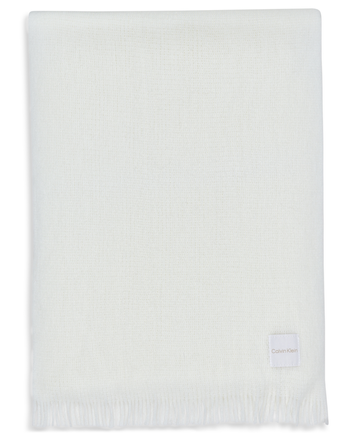 Calvin Klein Super Soft Fringe Detail Scarf In White