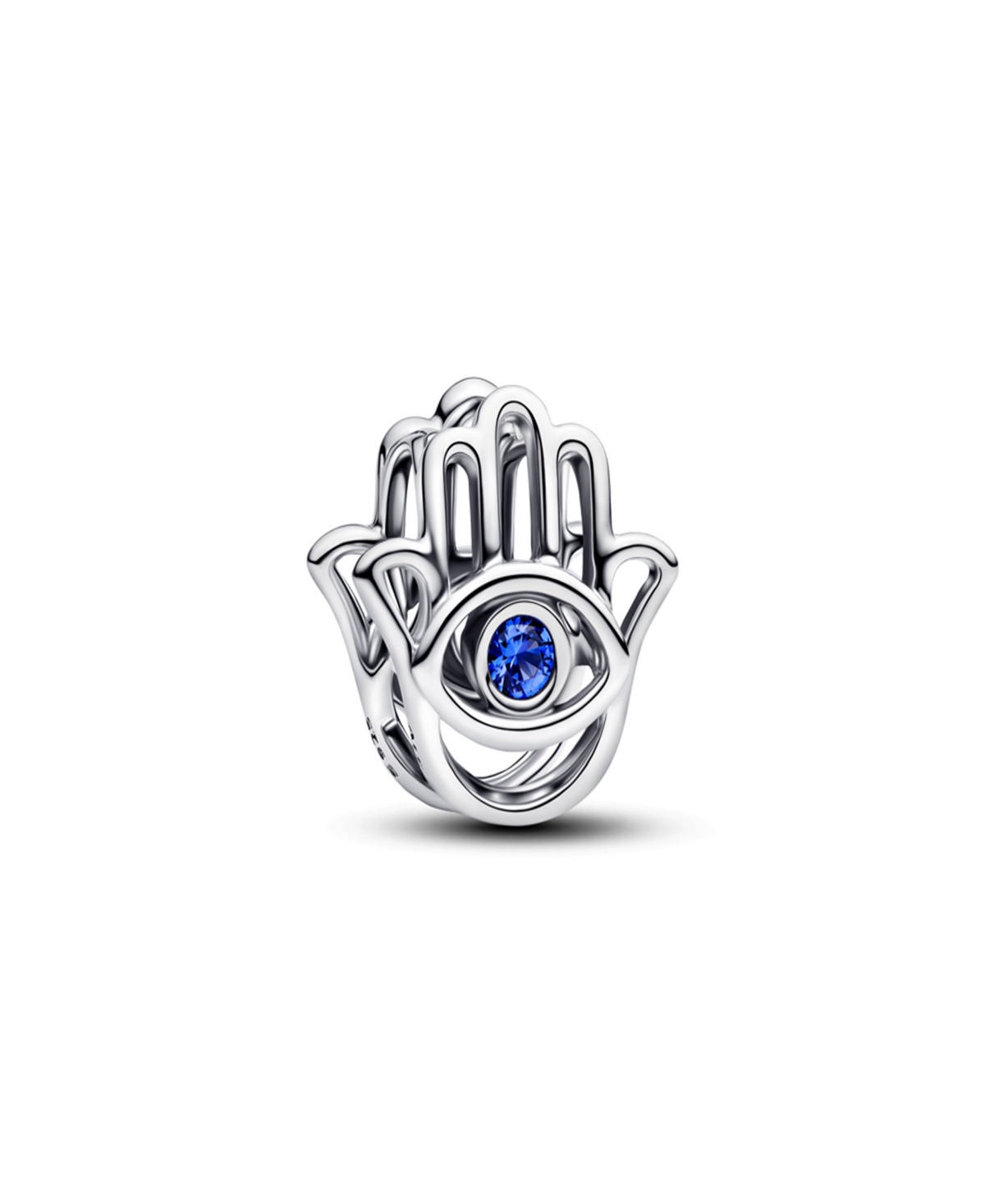 Pandora Stellar Blue Crystal Hamsa Hand Charms In Silver