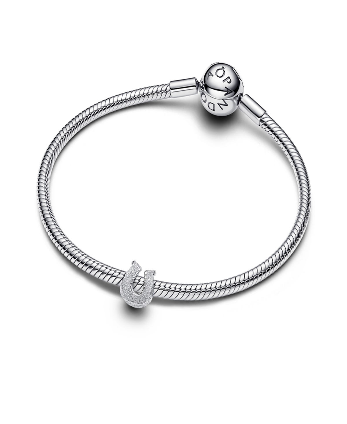 Pandora Silver Textured Horseshoe Mini Charms In Metallic