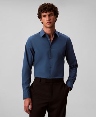 Calvin Klein - Men's Slim Fit Supima Stretch Long Sleeve Button-Front Shirt