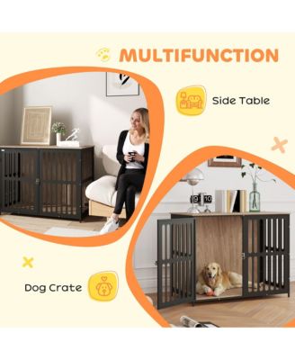 39" Dog Crate Furniture with Anti-Chew Resist Mesh for Large Dogs