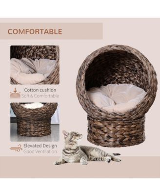 23.5" Water Hyacinth Elevated Cat Kitten Bed Condo Pod Pet House Tree