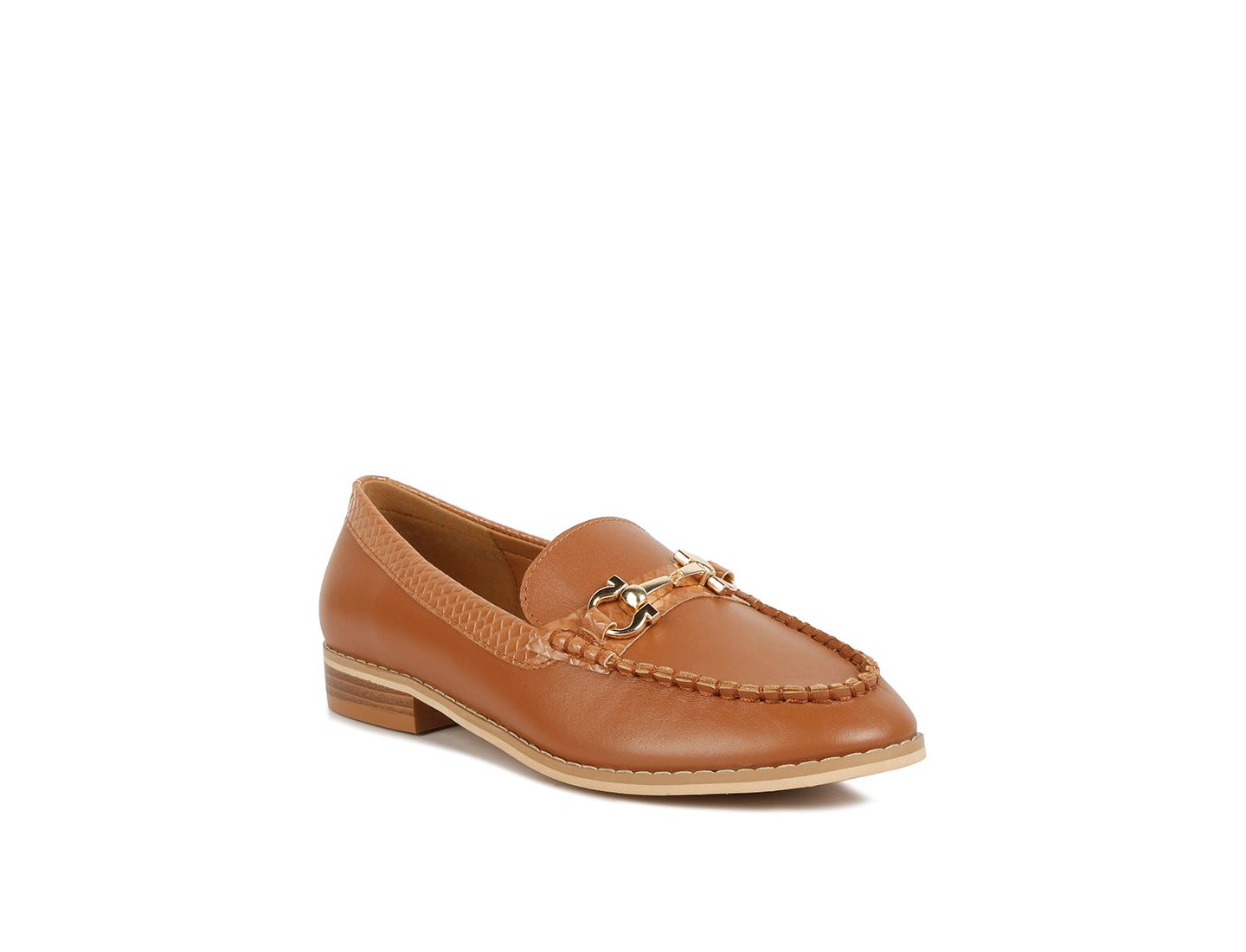 Женские туфли Rag & Co Holda Horsebit Embellished Loafers With Stitch Detail, цвет: Бежевый / Хаки — фото 4