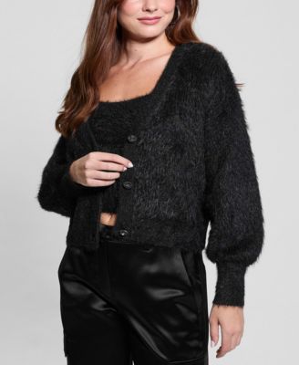 Women's Keyla Rhinestone-Button Cardigan Sweater