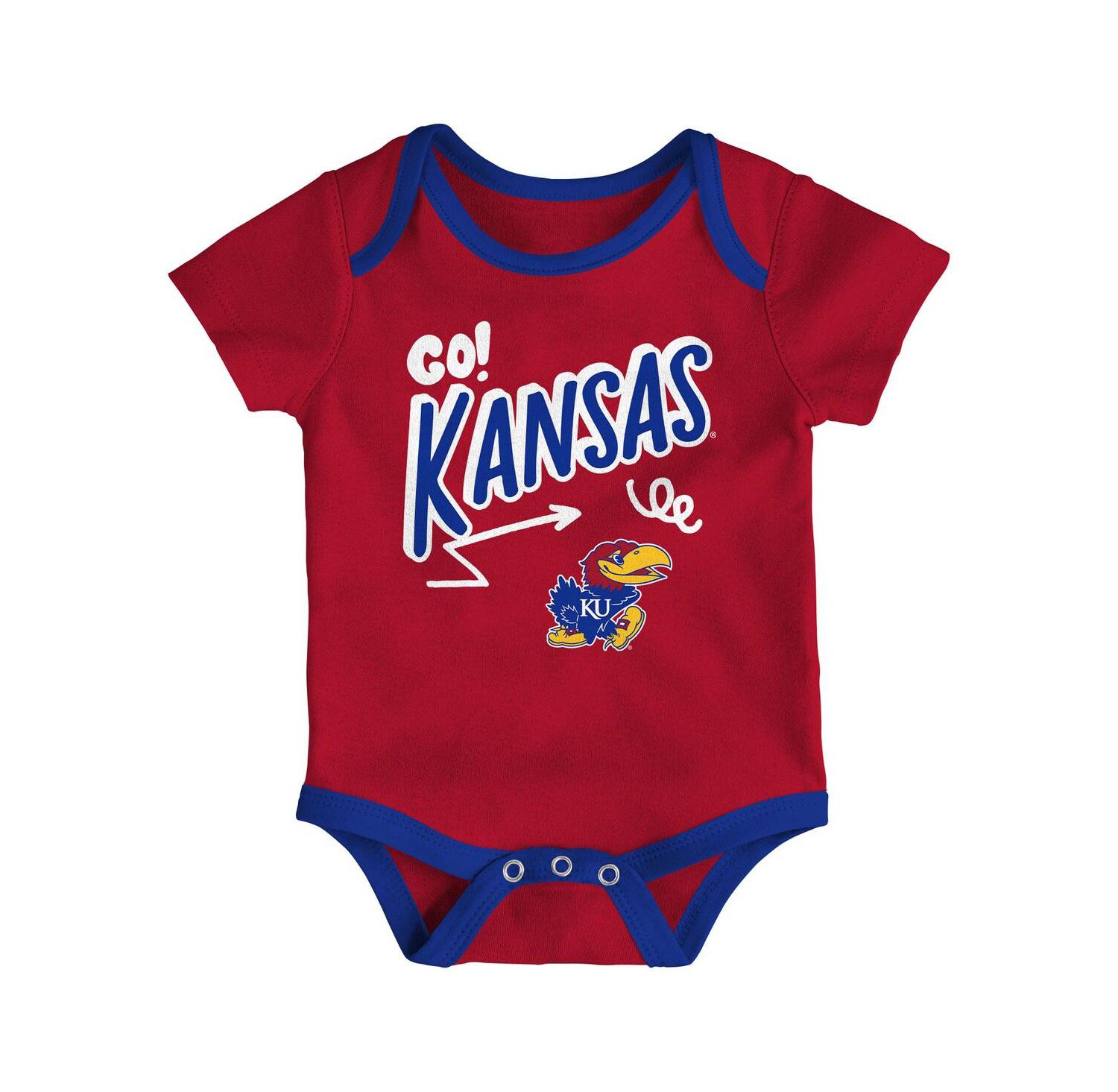 Baby Boys and Girls 3-Pack Kansas Jayhawks All Day Play Bodysuit Set
