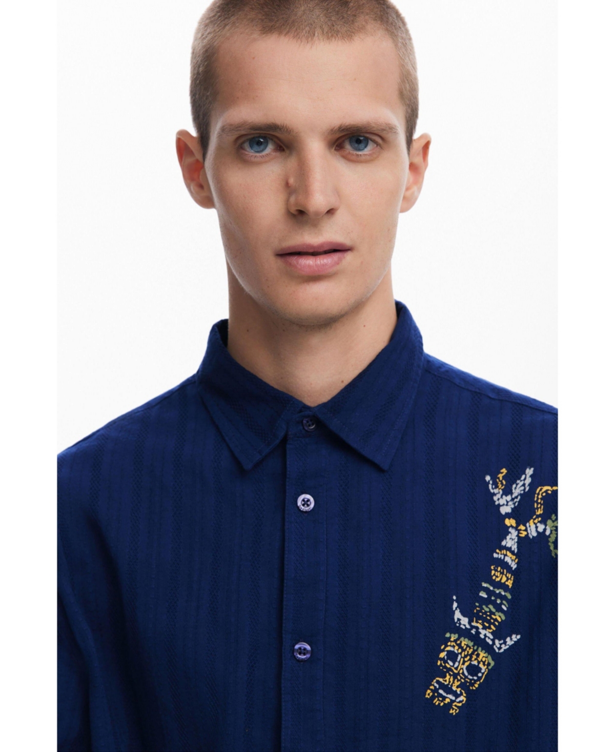 Desigual Men's Shirt with ethnic embroidery