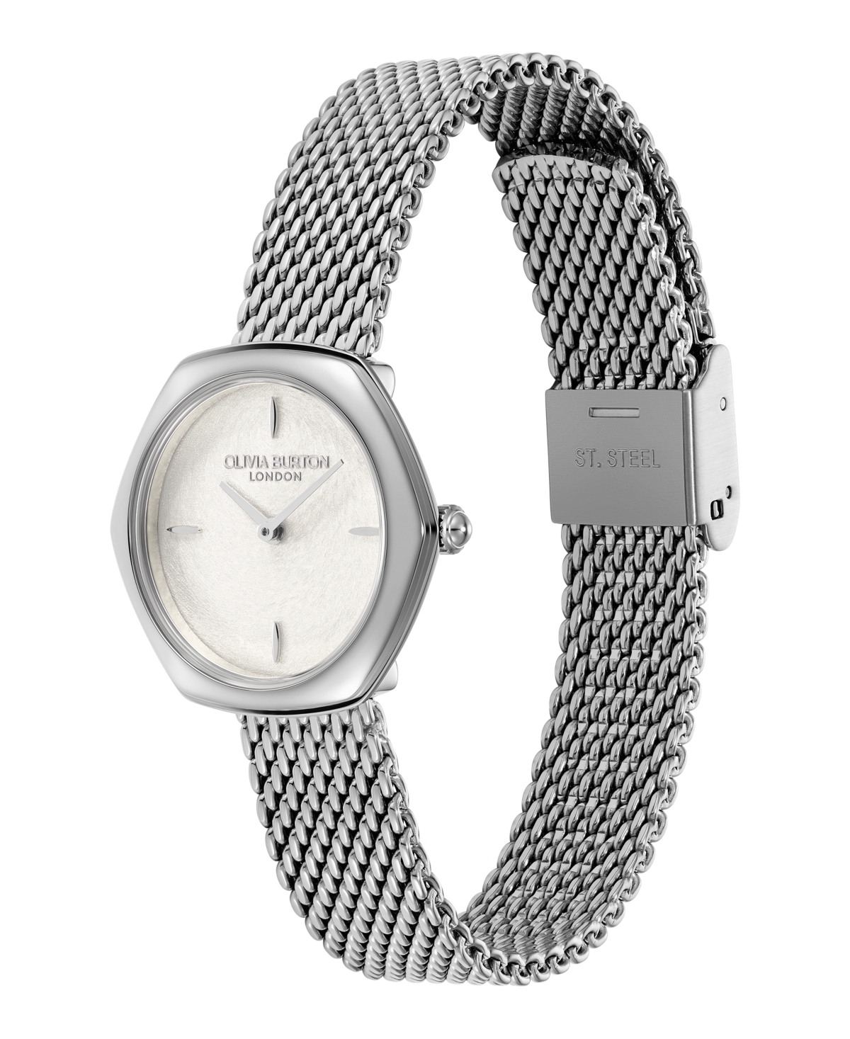 Olivia Burton Women's Charing Silver Tone Stainless Steel Bracelet Watch, 28.5mm
