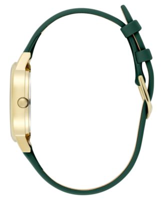 Women's Illustrated Floral Green Calfskin Leather Strap Watch, 30mm