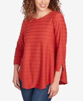 Petite Scalloped Jacquard Knit Top