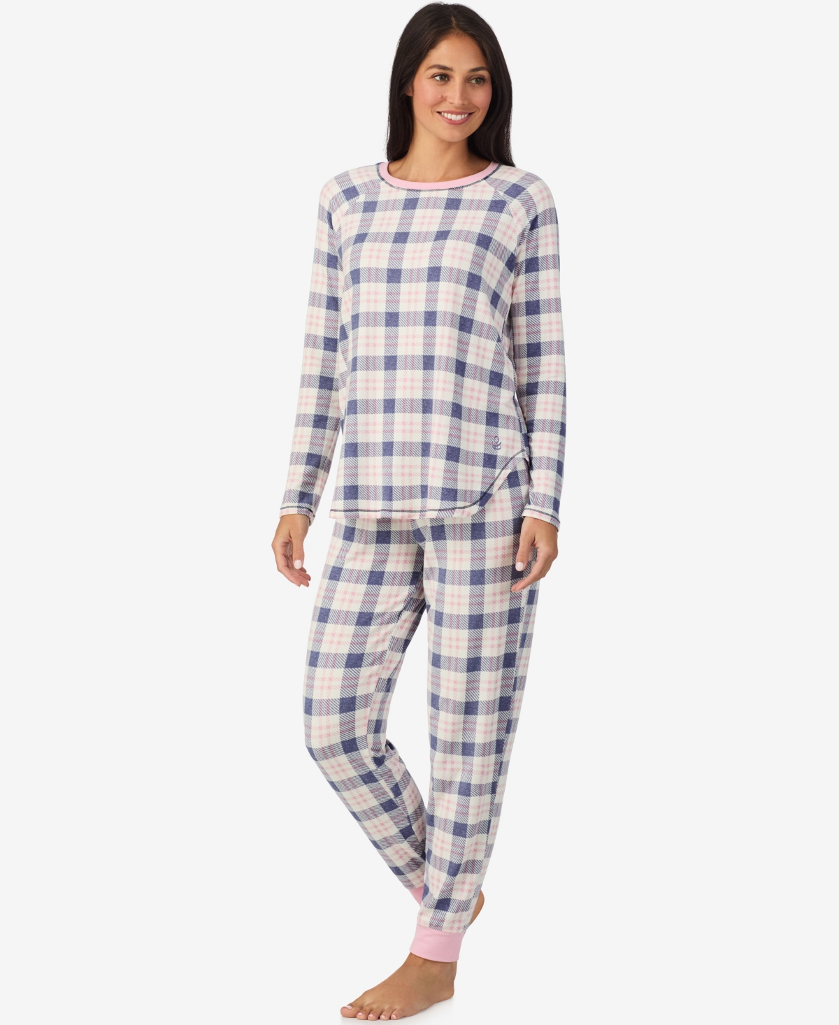 Cuddl Duds Women's 2-piece Brushed Sweater Knit Long Sleeve Jogger Pajama Set In White