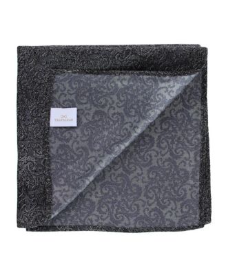 Men's Esteban Scrolling Vines Tone on Tone Patterned Silk 12x12 Pocket Square