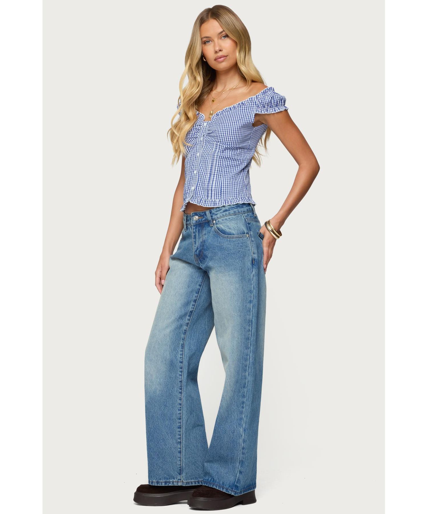 Women's Dorothie Gingham Button Up Top