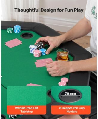 Octagonal Folding Poker Table for 8 Players Casino Texas Holdem Game Table