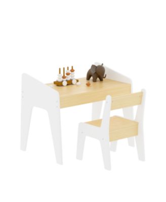Kids Table & Chair Set - White/Natural
