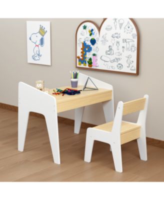 Kids Table & Chair Set - White/Natural