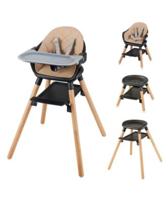 Toddler 6-in-1 Convertible Wooden Highchair Feeding Chair Removable Tray