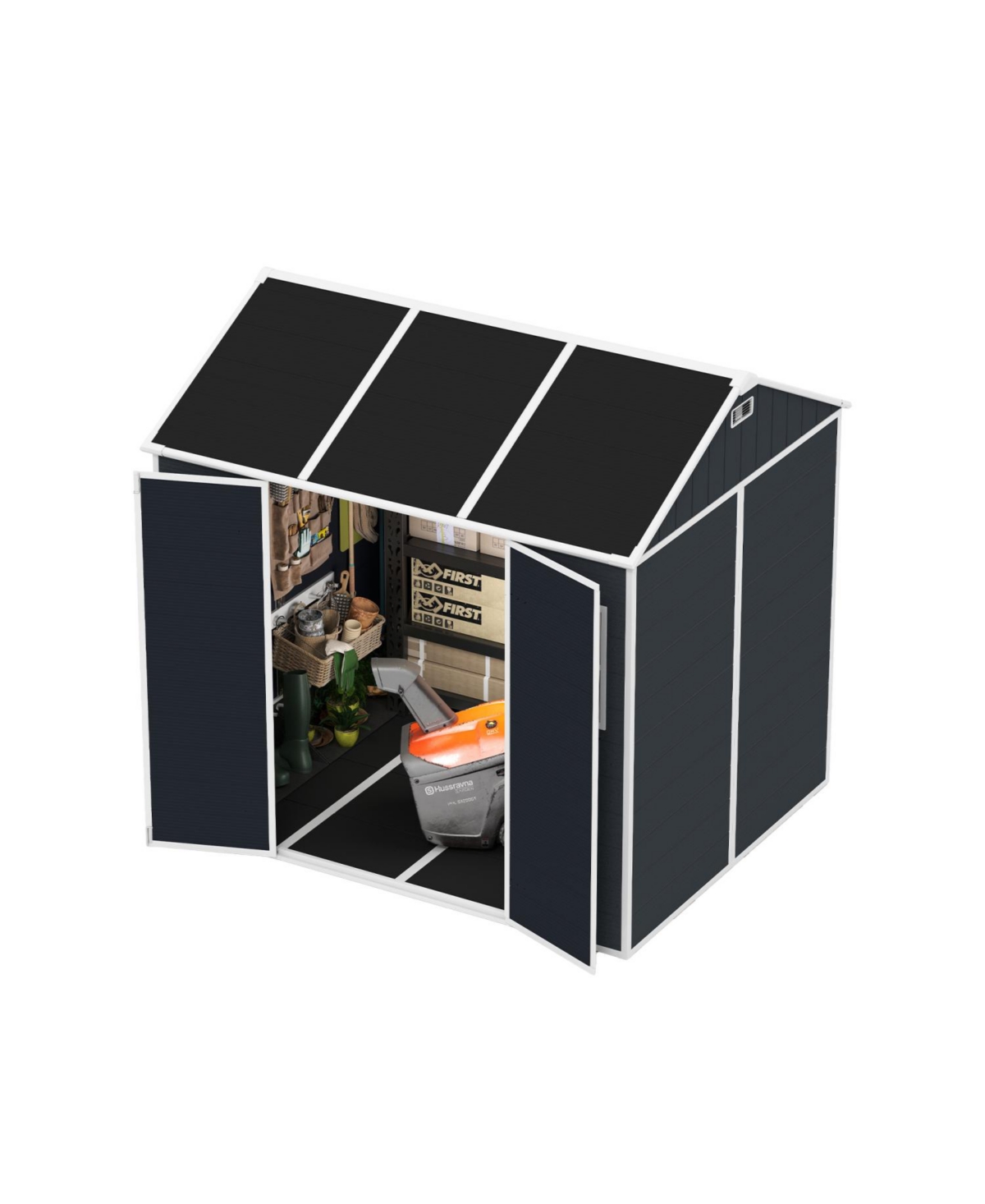 Streamdale Furniture 8x7 Outdoor Resin Storage Shed - Dark Gray