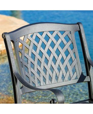 Cayman Arch Mesh Aluminum Dining Chairs Set of 2 Outdoor Patio Seating