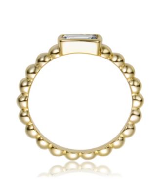 14K Gold Plated with Clear Cubic Zirconia Statement Ring