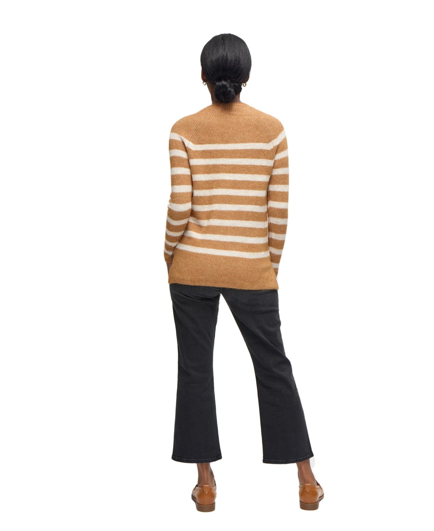 Женский свитер Ingrid + Isabel Maternity Mock Neck Striped, цвет: Верблюжий / Слоновая кость — фото 4