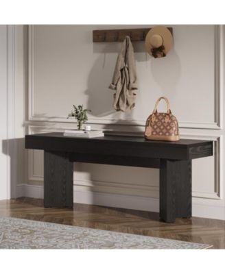 Wooden Entryway Bench, 47" Farmhouse Indoor End of Bed Bench