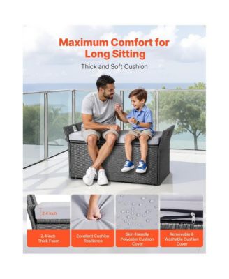 Outdoor Storage Bench PE Rattan 40Gal Waterproof Deck Box with Seating