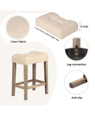 4 Piece Bar Table Set with Power Outlet and 3 Padded Stools for Dining or Living Room