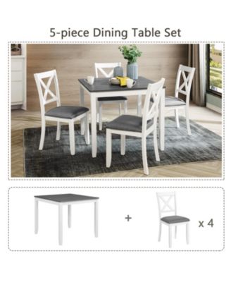 5 Piece Modern Dining Table Set with 4 Chairs for Small Kitchen or Dining Room