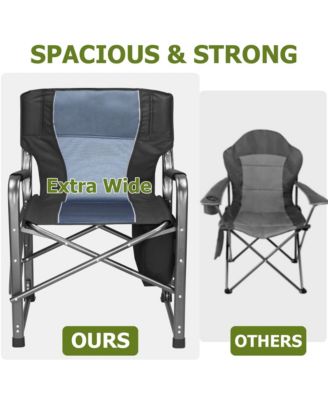 400lbs Extra Wide Folding Director s Chair with Cooler Bag & Side Table, Portable for Fishing, Patio, Tailgating