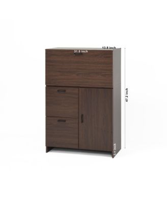 CASAINC Desk with Foldable Desktop, Storage Drawer and Shelves for Small Spaces Cabinet