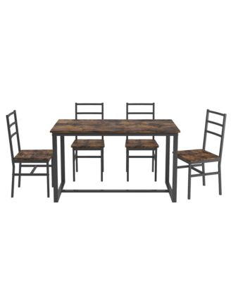 CASAINC 5-Pc. Industrial Style Dining Set with Backrest Chairs and Table