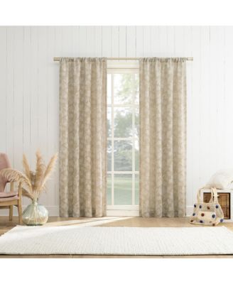 Kacey Woven Jacquard Leaf Semi-Sheer Rod Pocket Curtain Panel