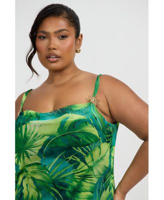 Women's Print Trim Maxi Dress