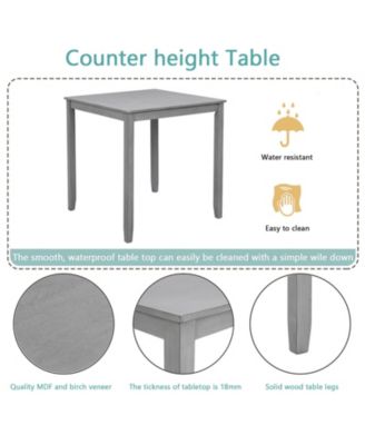 5 Piece Square Counter Height Dining Table Set with 4 Upholstered Chairs