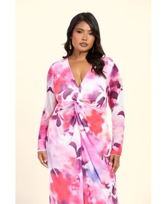 Women's Floral Twist Front Midi Dress